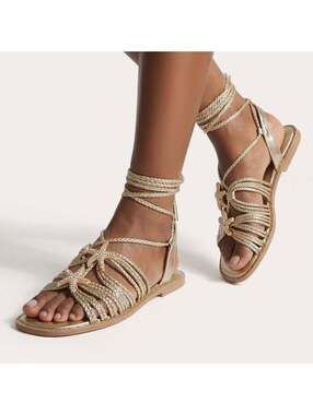 Carvela Marina Flat Tie Sandal Gold Braided EU 39 / US 8